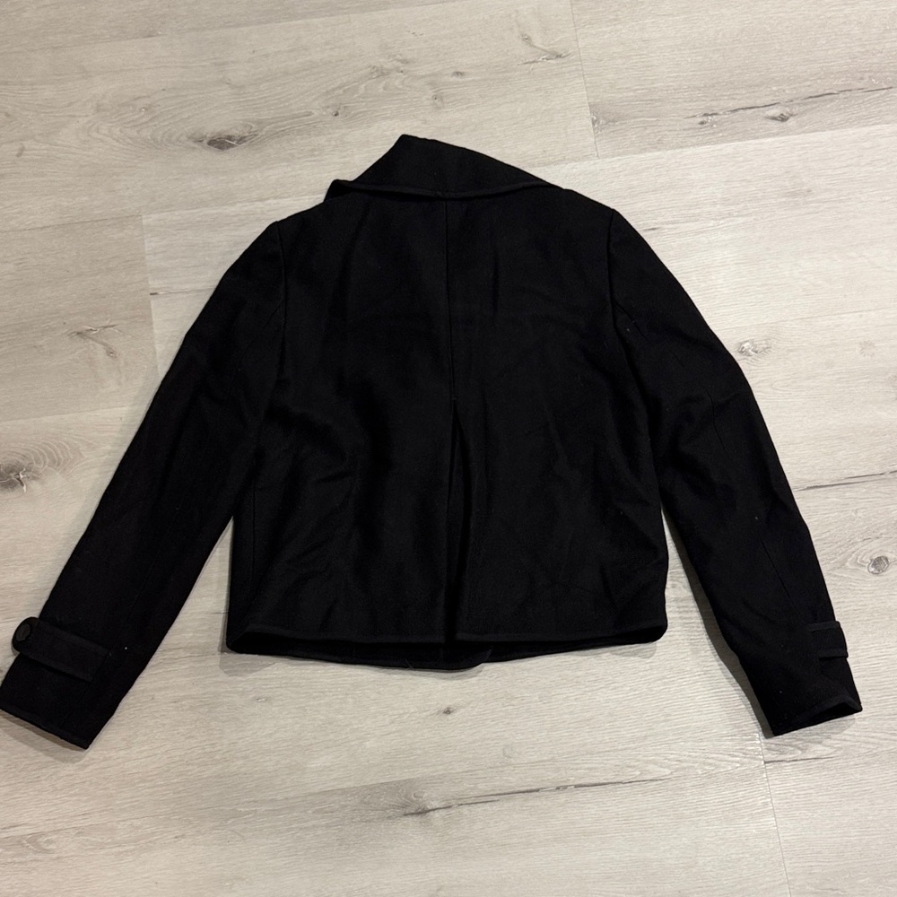 LOFT Black Double-Breasted Cropped Peacoat - Picture 3 of 4